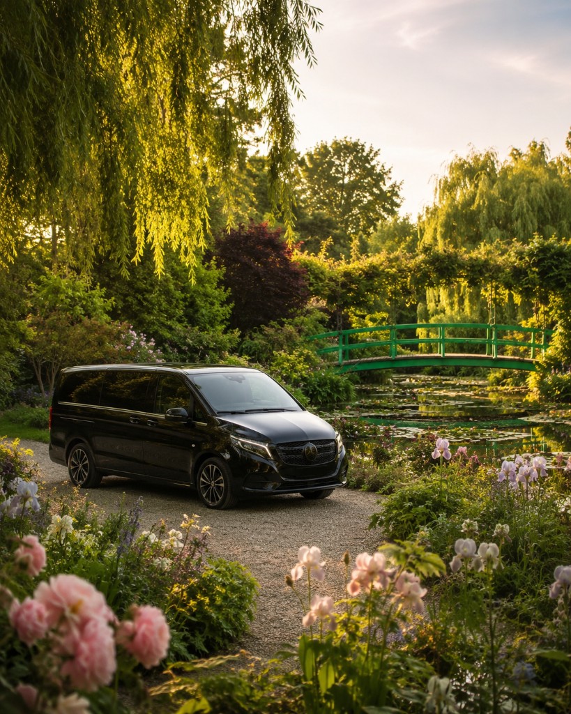 Mercedes Classe V excursion Giverny depuis Paris — jardins de Monet et pont japonais